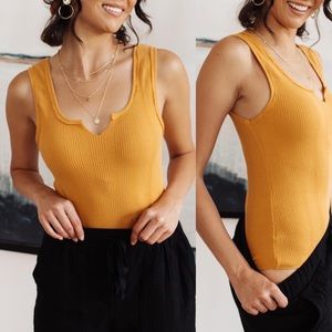 Ribbed Bodysuit in Saffron